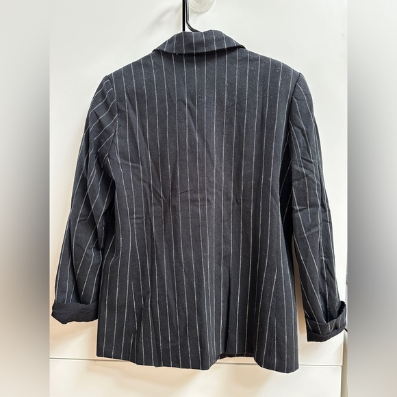 Banana Republic Linen Cotton Double Breasted Blazer Black Pinstripe 6 NWT - Picture 5 of 6